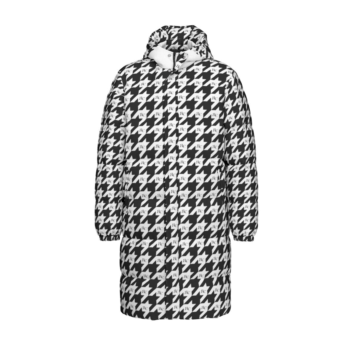 RLC Logo Houndstooth Print Windproof Puff Jacket - Respectez Le Code