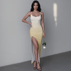 SlimSilk High‑Slit Ombre Maxi Dress - Respectez Le Code