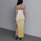 SlimSilk High‑Slit Ombre Maxi Dress - Respectez Le Code