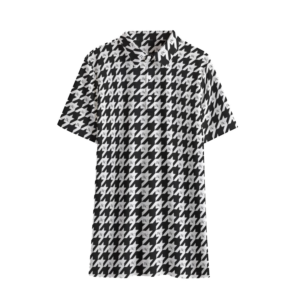RLC Logo Houndstooth Print Men's Polo Shirt - Respectez Le Code