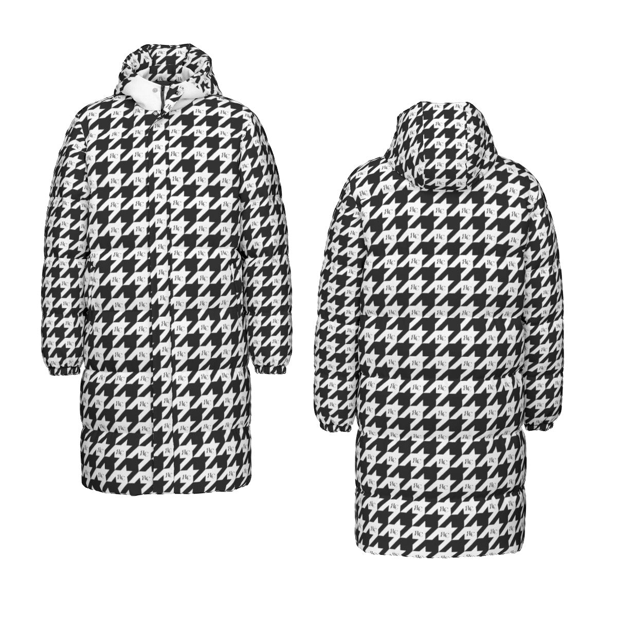 RLC Logo Houndstooth Print Windproof Puff Jacket - Respectez Le Code