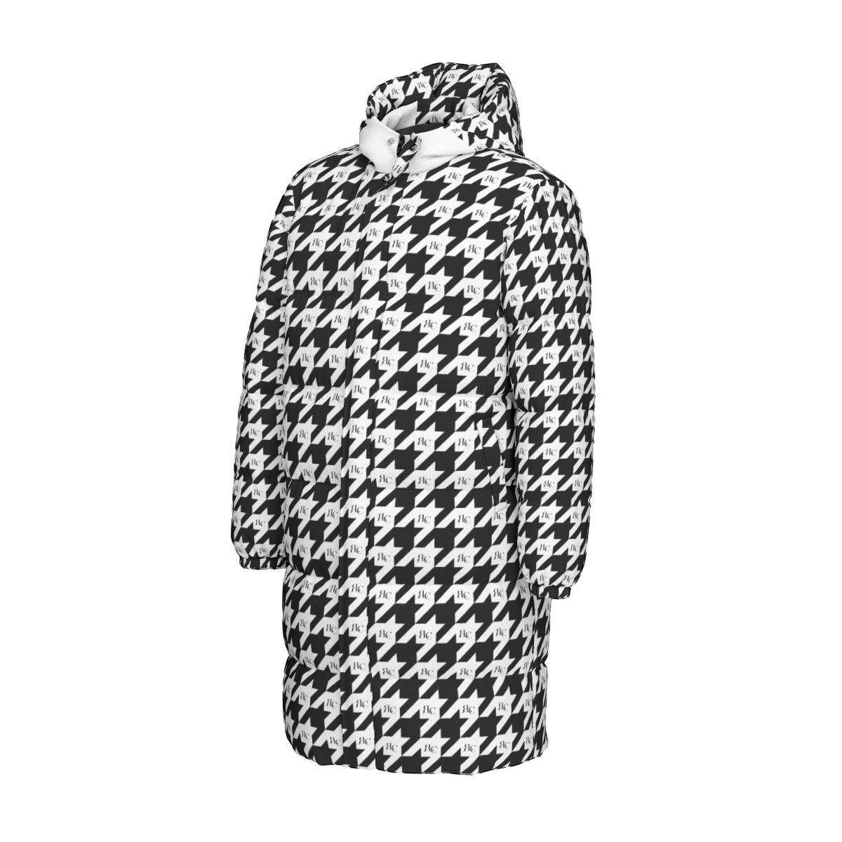 RLC Logo Houndstooth Print Windproof Puff Jacket - Respectez Le Code