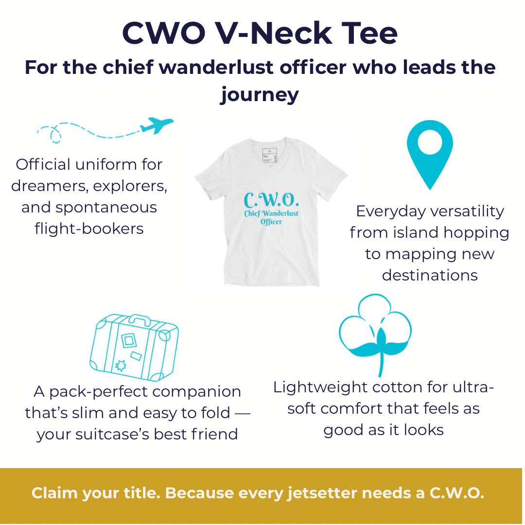 CWO: Chief Wanderlust Officer V-Neck Tee - Respectez Le Code