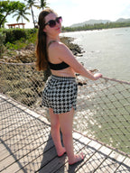 RLC Logo Houndstooth Print Women's Shorts - Respectez Le Code