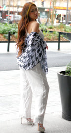 RLC Logo Houndstooth Print Lightweight Scarf - Respectez Le Code