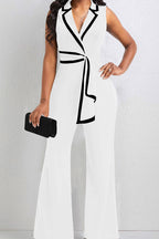 Carefree Confident V-Neck Front Tie Jumpsuit - Respectez Le Code
