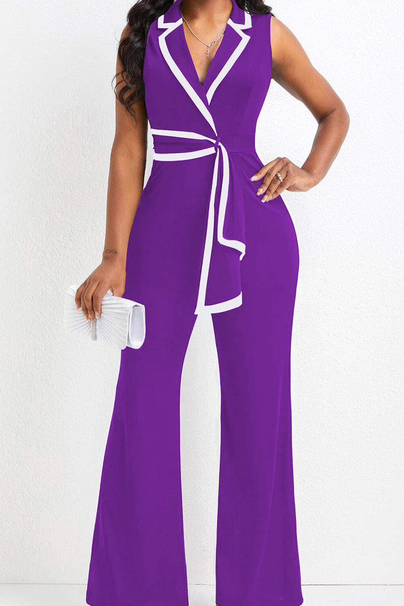 Carefree Confident V-Neck Front Tie Jumpsuit - Respectez Le Code