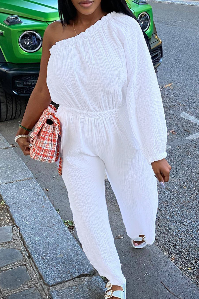 Vacation Ready One-Shoulder Jumpsuit - Respectez Le Code