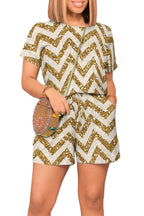 Golden Hour Chevron Print Romper - Respectez Le Code