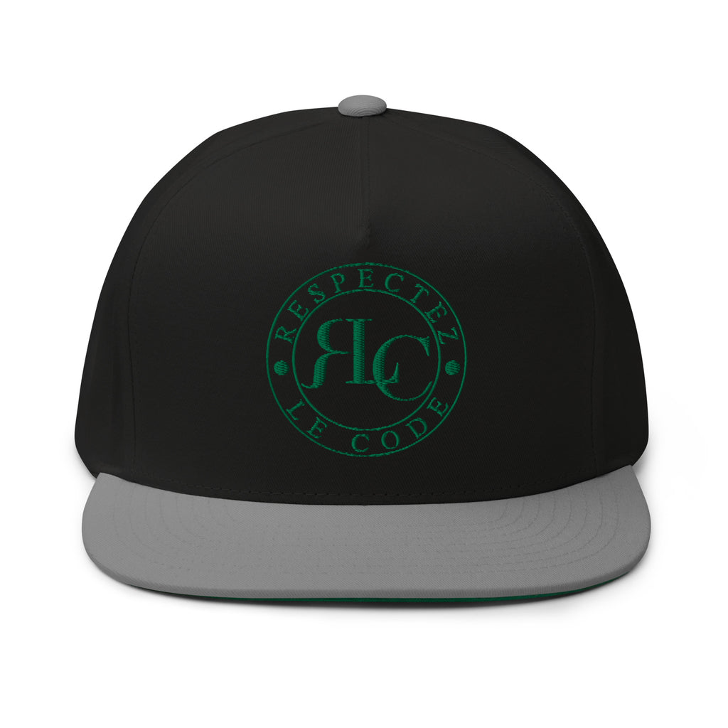 RLC Logo Money Green Embroidered Flat Bill Baseball Cap - Respectez Le Code
