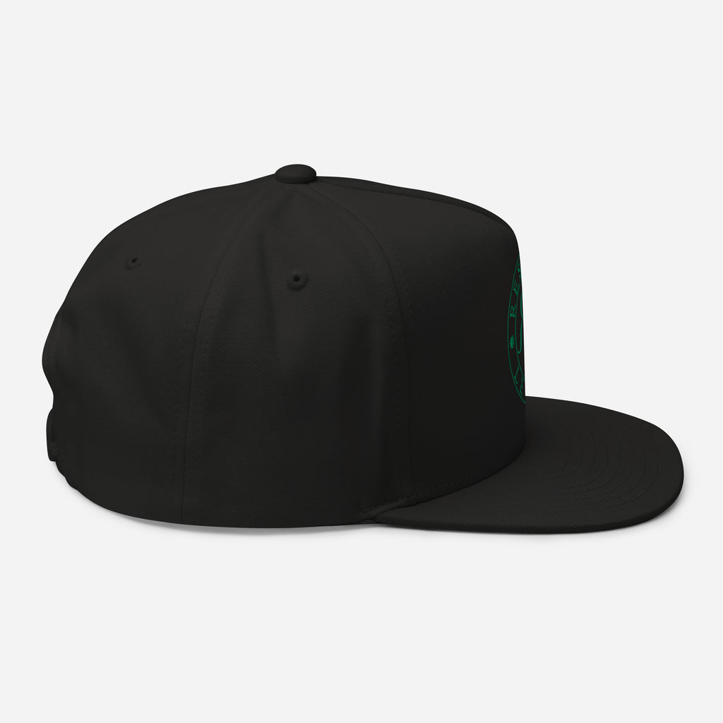 RLC Logo Money Green Embroidered Flat Bill Baseball Cap - Respectez Le Code