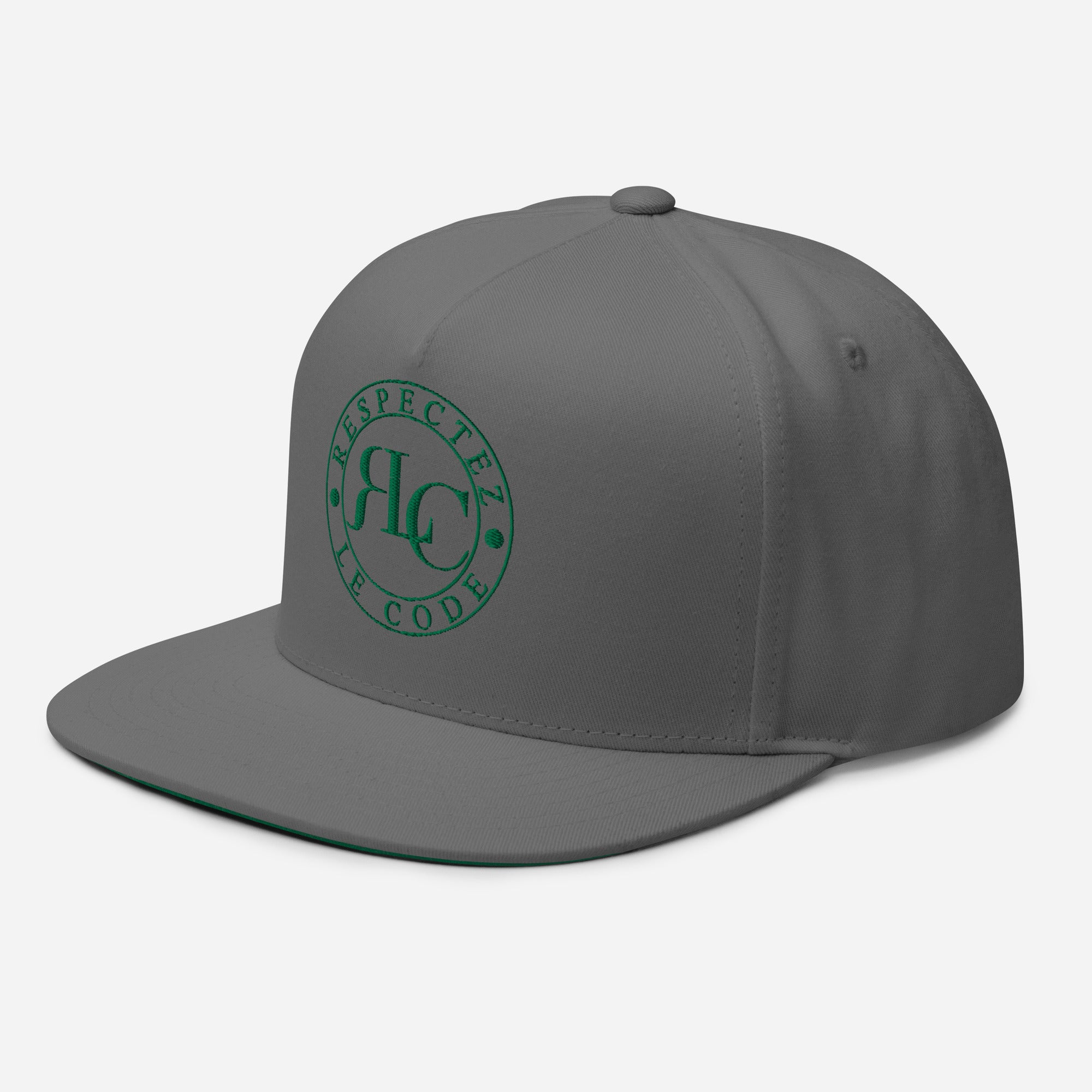 RLC Logo Money Green Embroidered Flat Bill Baseball Cap - Respectez Le Code