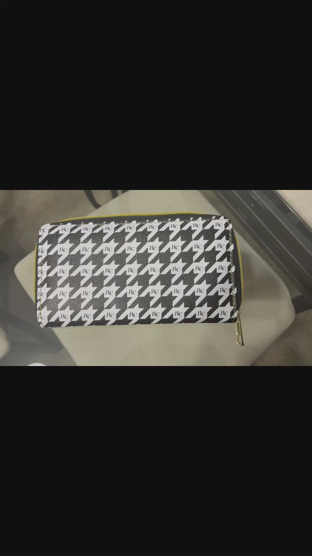 RLC Logo Houndstooth Print Zipper Wallet