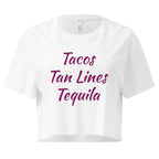 Tropical Trio Women’s Crop Top: Tacos Tan Lines Tequila - Respectez Le Code