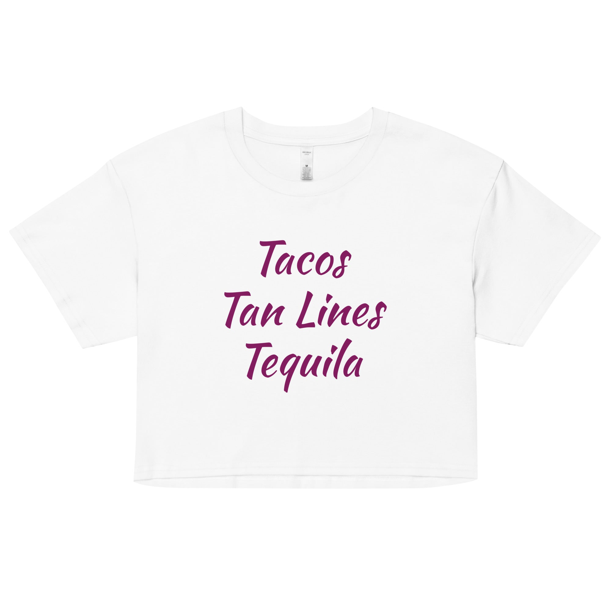 Tropical Trio Women’s Crop Top: Tacos Tan Lines Tequila - Respectez Le Code